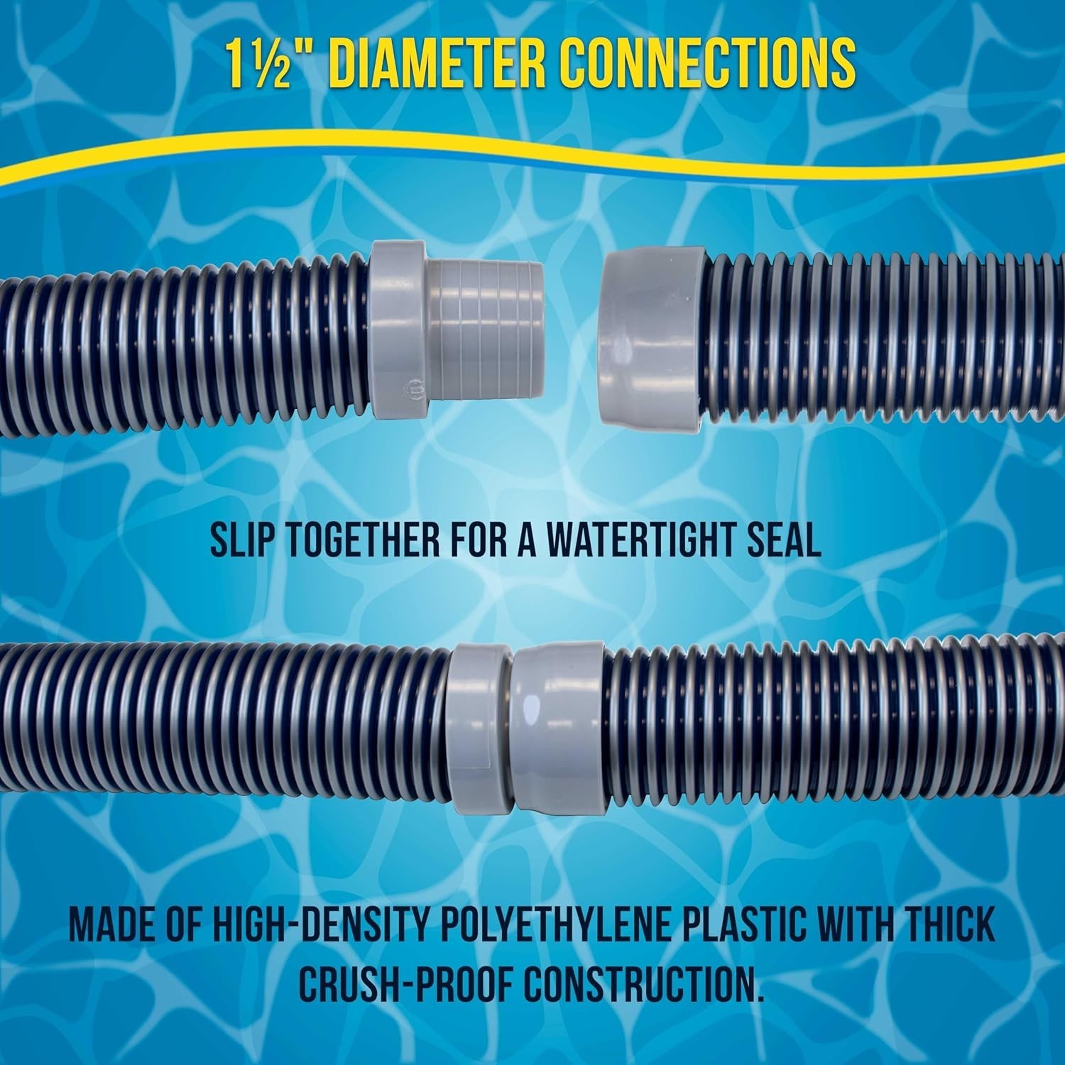 High-Density Polyethylene Pool Vacuum Hose – 40&Prime; Sections with Easy Install