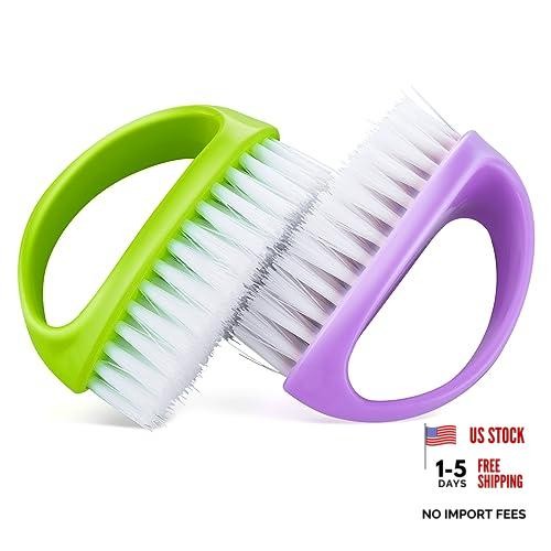 Cobee 2 Pack Hand Nail Brushes – Durable Green, Purple – for Fingernails