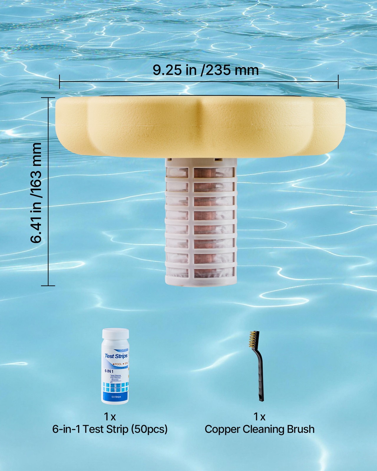 VEVOR Solar Pool Ionizer Petal Copper Pool Ionizer Up to 45000 Gal Yellow