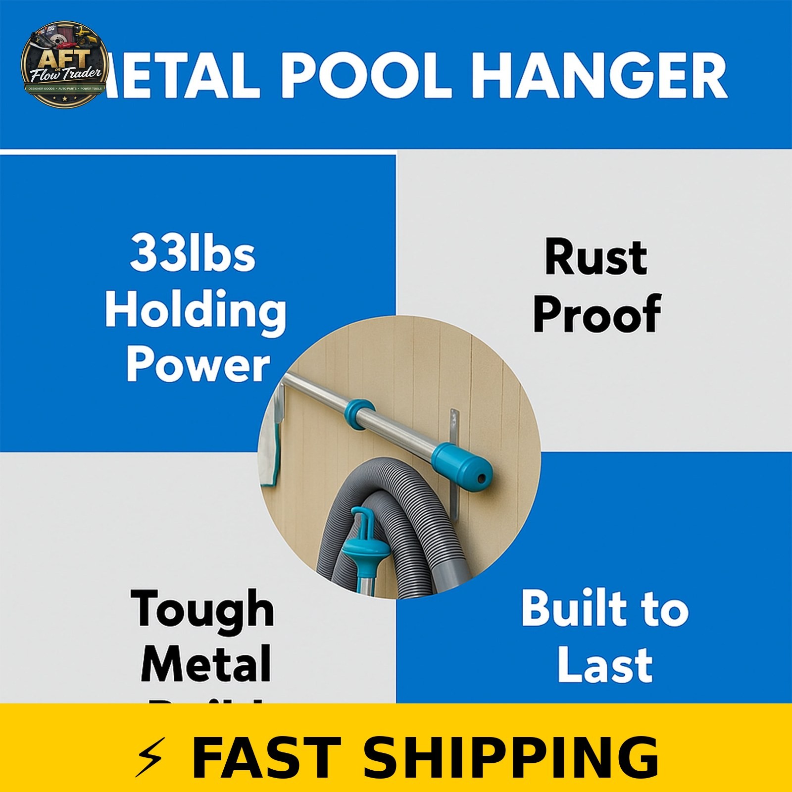 Bluescapes Metal Pool Accessory Hooks – Silver, Set of 2