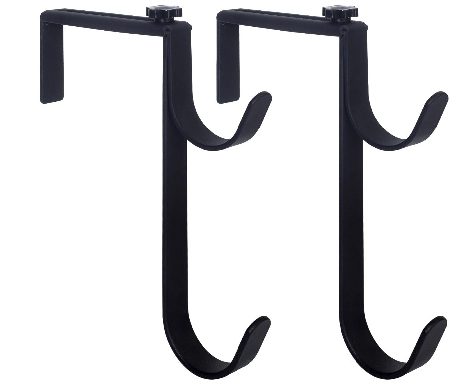 2Pcs Black Pool Pole Hangers, Adjustable Heavy Duty Swimming Pool Fence Hooks