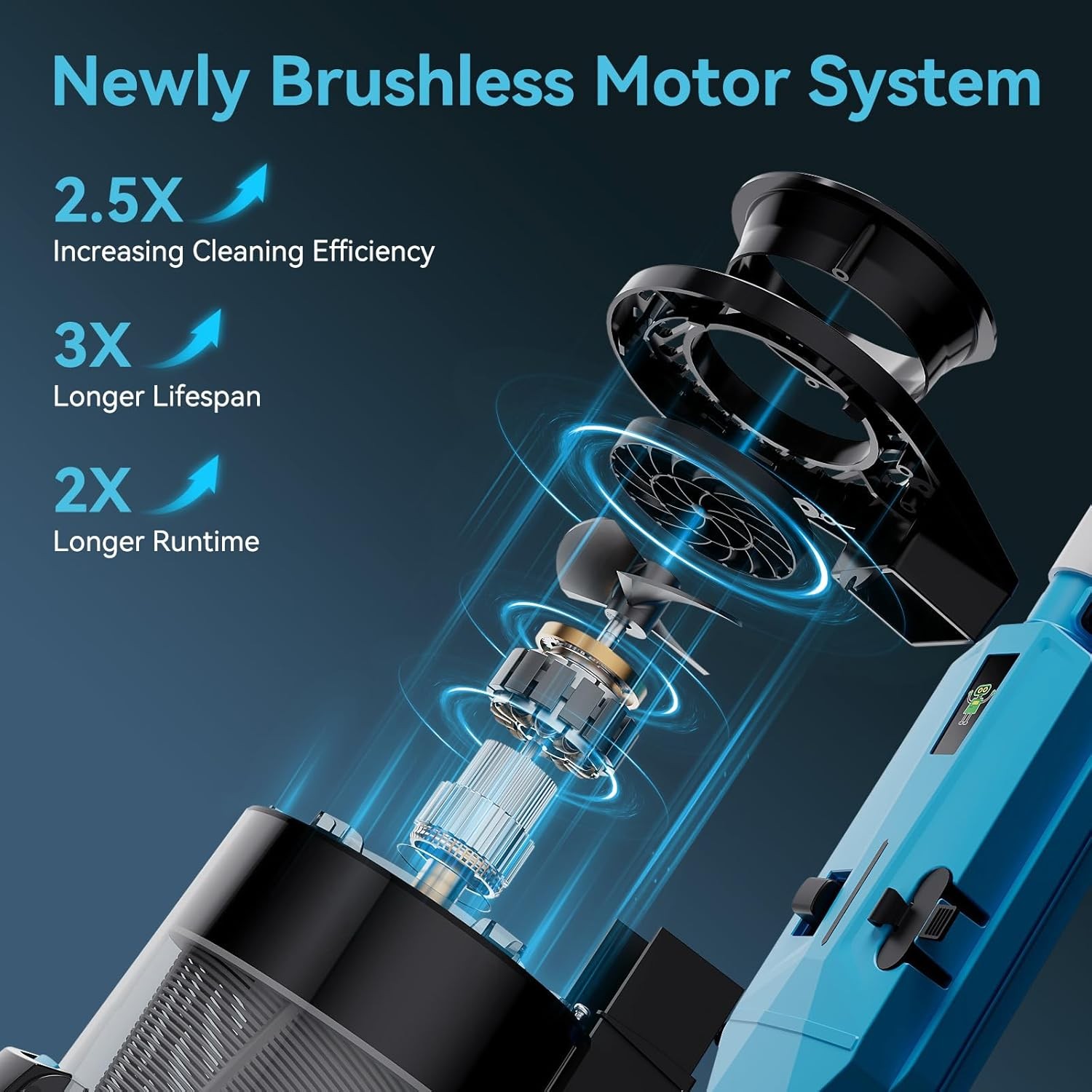 Cordless Pool Vacuum with Telescopic Pole 30 GPM Suction