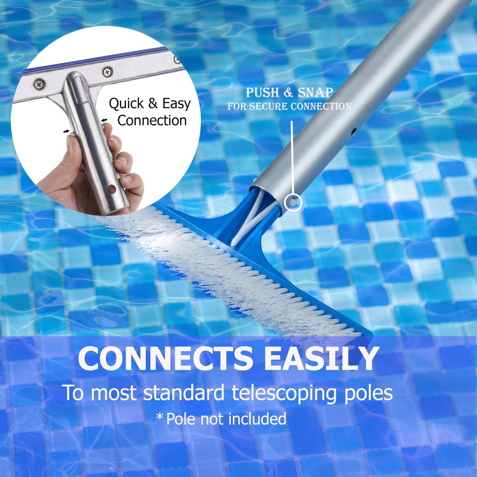 10Inch Poly Bristle Brush for Cleaning Walls, Floors, Steps & Pool Areas