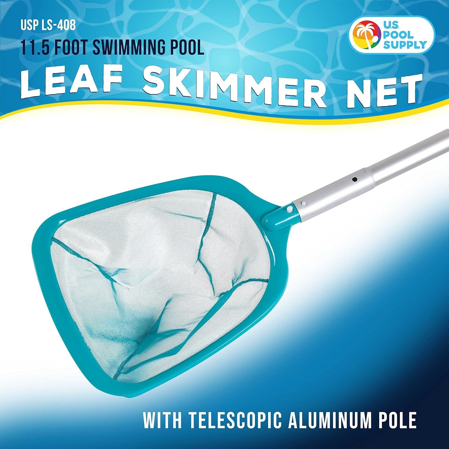 11.5ft Adjustable Leaf Skimmer Net with Telescopic Pole – Fine Mesh Cleaning