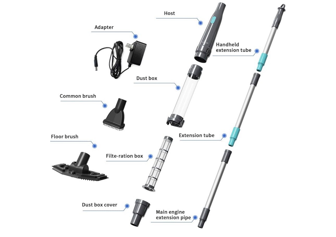 PoolMr Handheld Pool Vacuum for Above Ground Pool & Hot Tub Vacuum 2 Brush Heads