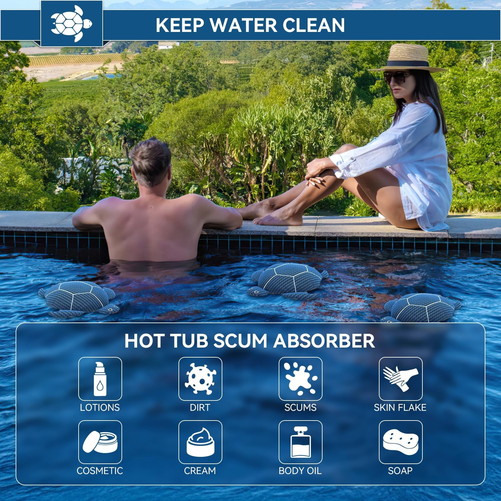 12 Inches Hot Tub Scum Absorber,Hot Tub Sponge for Scum Reusable Spa & Pool C…