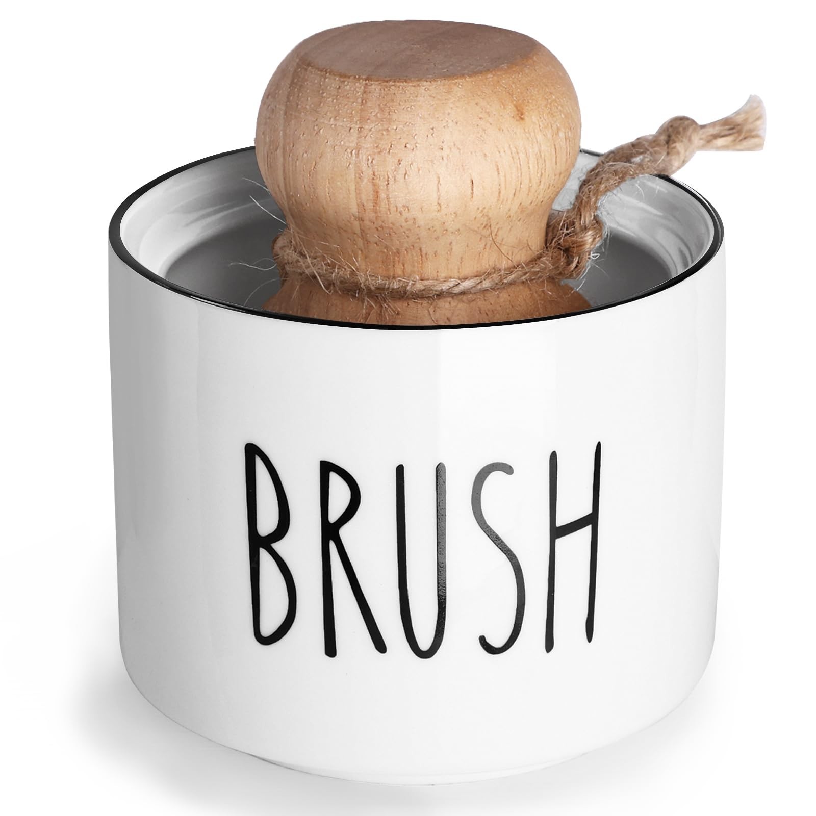 ONTUBE Ceramic Dish Brush Holder, Farmhouse Scrub Brush Holder Dishwashing Br…