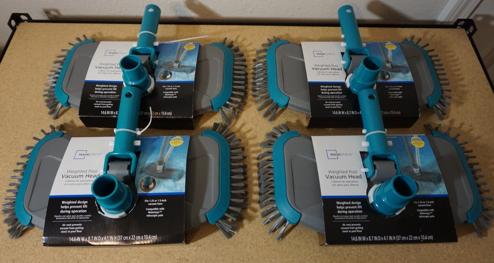 4x Weighted Pool Vacuum Head with Side Brush & Swivel Connection