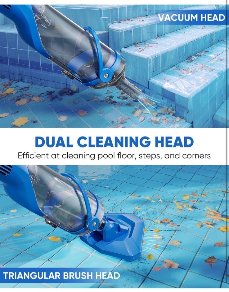Cordless Pool Vacuum with Telescopic Pole, 18.5 GPM Powerful Suction, 1.5H Super