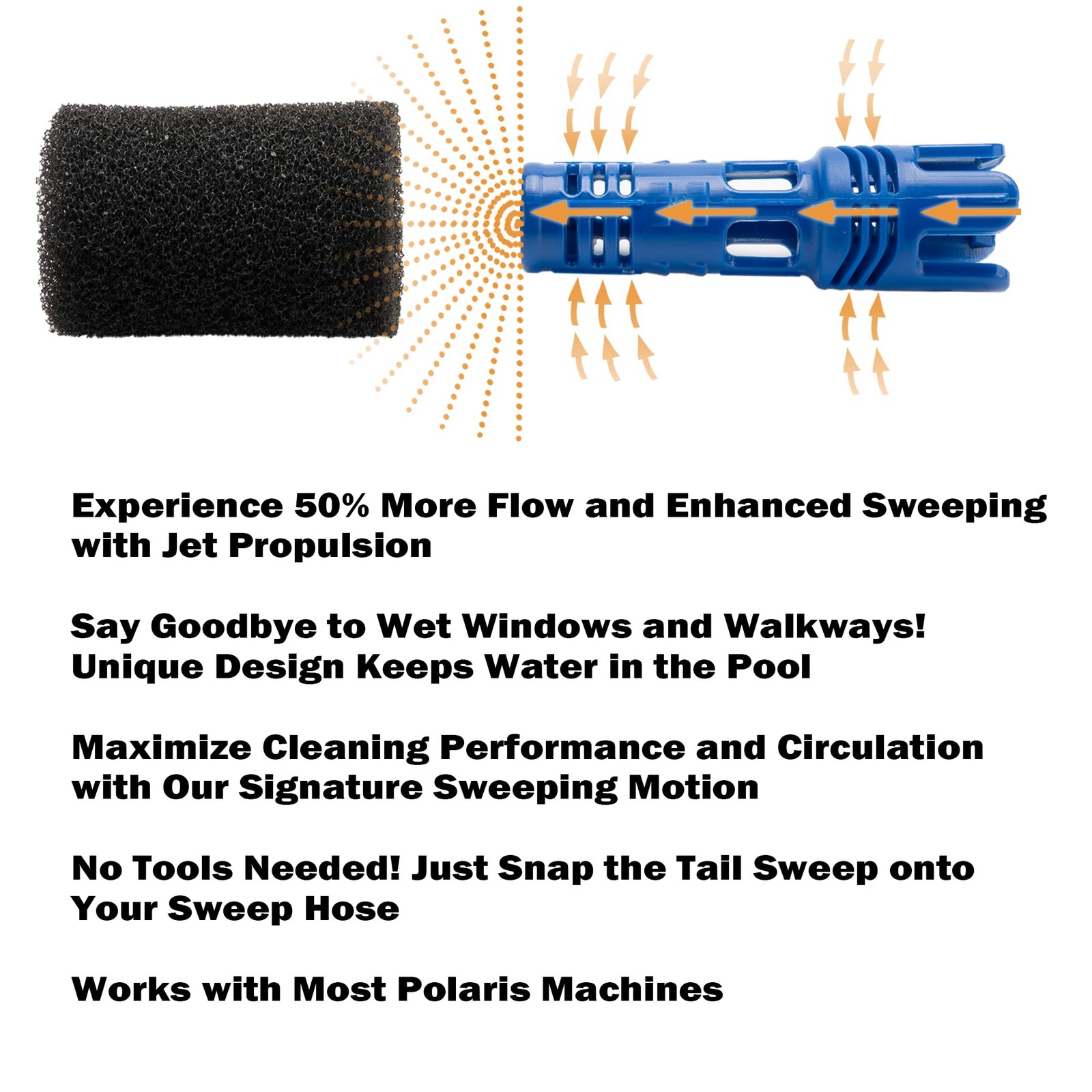 MUSCCCM for Polaris Pool Cleaner Parts,Tail Sweep with Scrubber blue