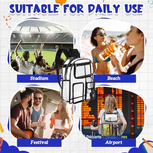 Pcs Heavy Duty Clear Backpack Bulk, PVC Transparent Bookbag 17 Inch 36 Black