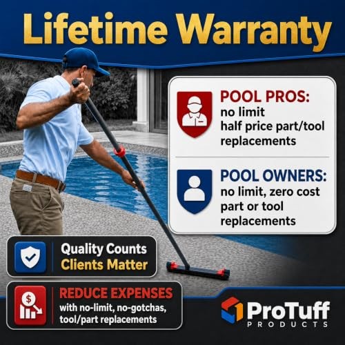 ProTuff 490 Promise 22in Pool Brush, Algae Scrubber for Walls & Steps 22&Prime;, Red