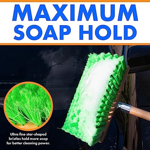 Hub City Industry 10- inch Car Wash Brush, Soft Nylon Bristle, 10&Prime; Wash Green