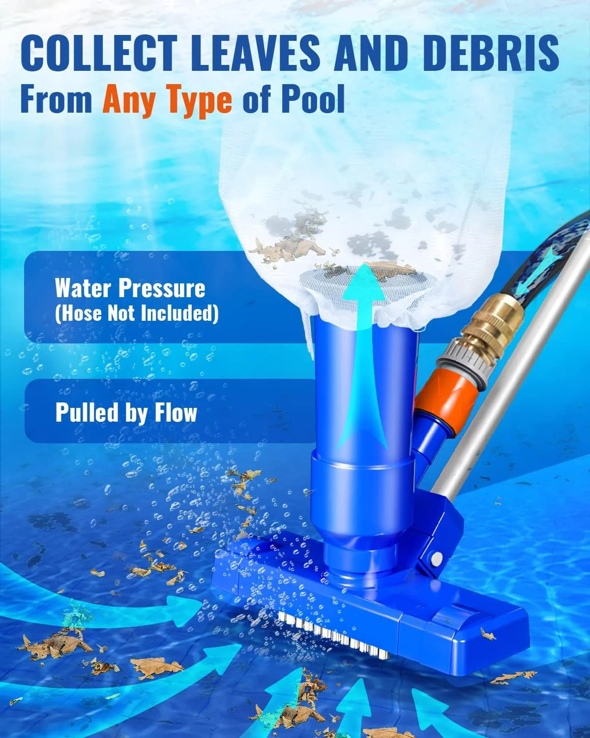 Portable Pool Vacuum for Above Ground/Inground Pool, Pool Cleaner Vacuum with 3