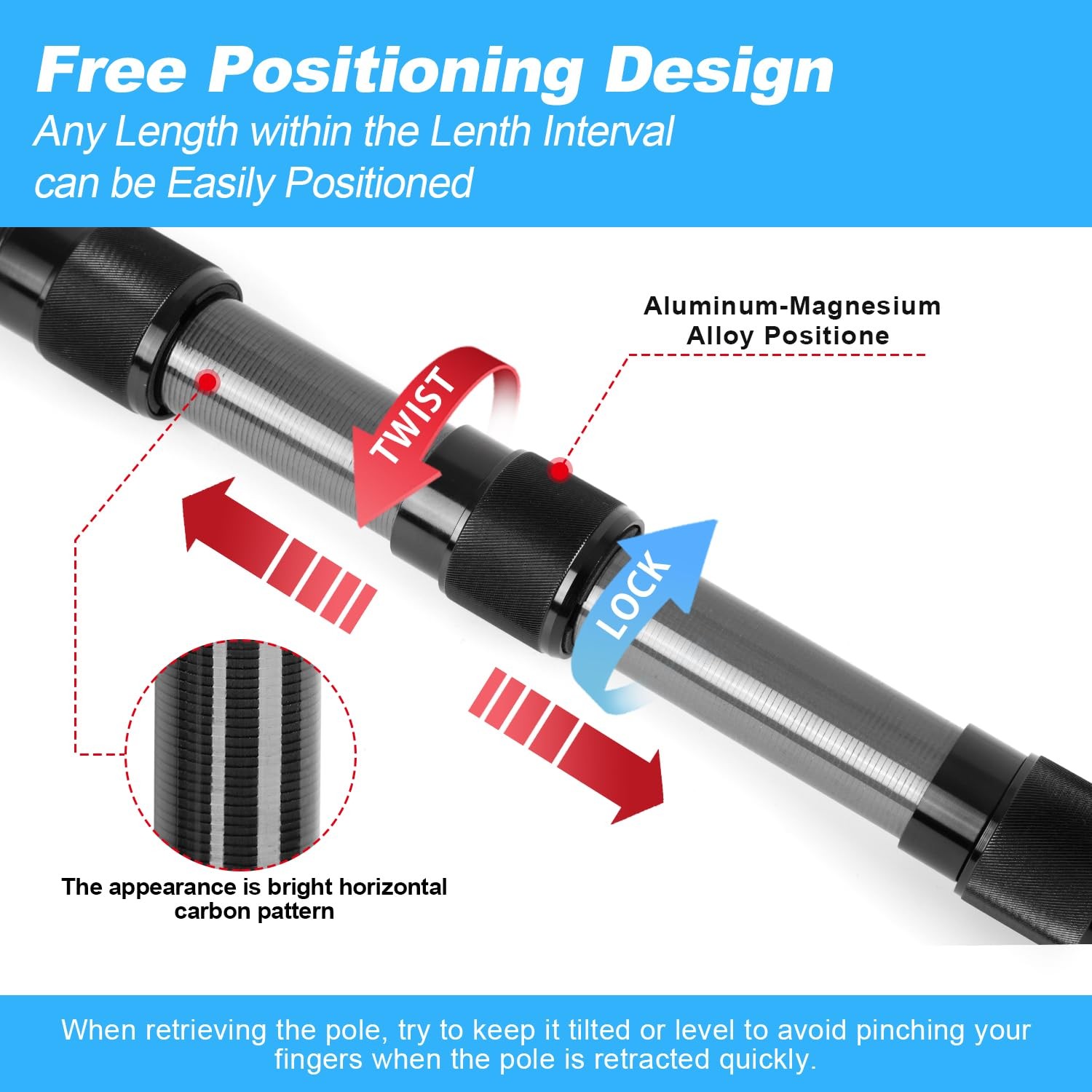 DOBEN Carbon Fiber Pool Pole, 12 Foot Telescoping Swimming 12 FT, Matte