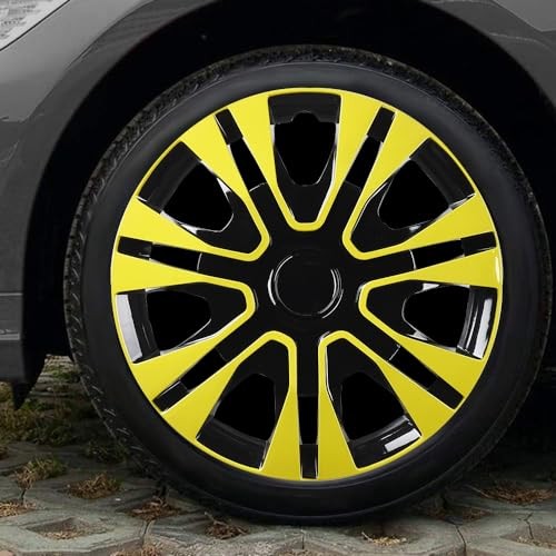 Yellowish Green Hubcap Wheel Cover 14 inch Black with Yellowish Green