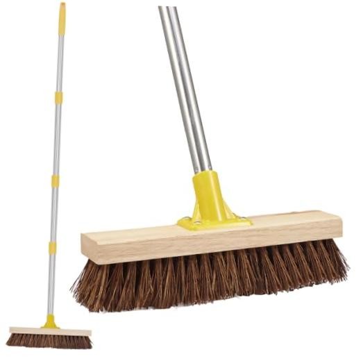 Floor Scrub Brush with Long Handle – 60&Prime; Heavy Duty Deck Brush with Stiff