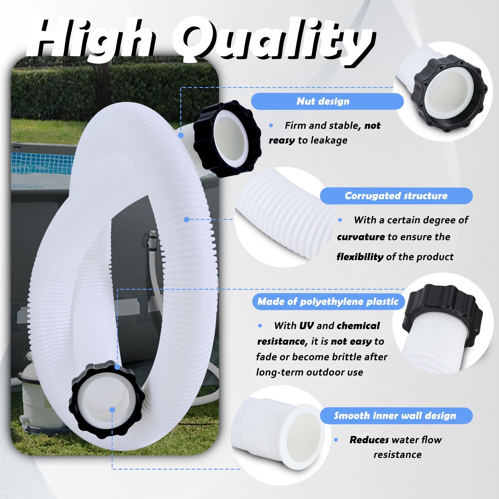 Socima 1.5 Pool Pump Hose Compatible Intex Pump Sand Filters Saltwater Systems