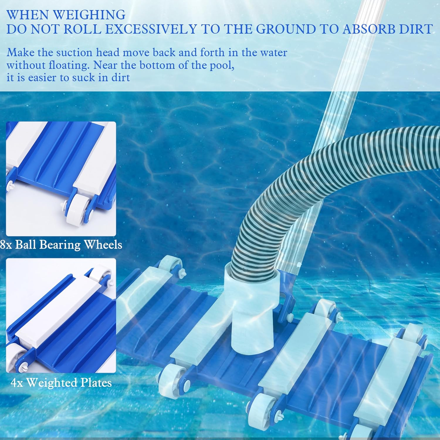 Pool Vacuum Head with Wheels,14&Prime; Heavy Duty Head, Pool Cleaner Vac Head, Flexibl