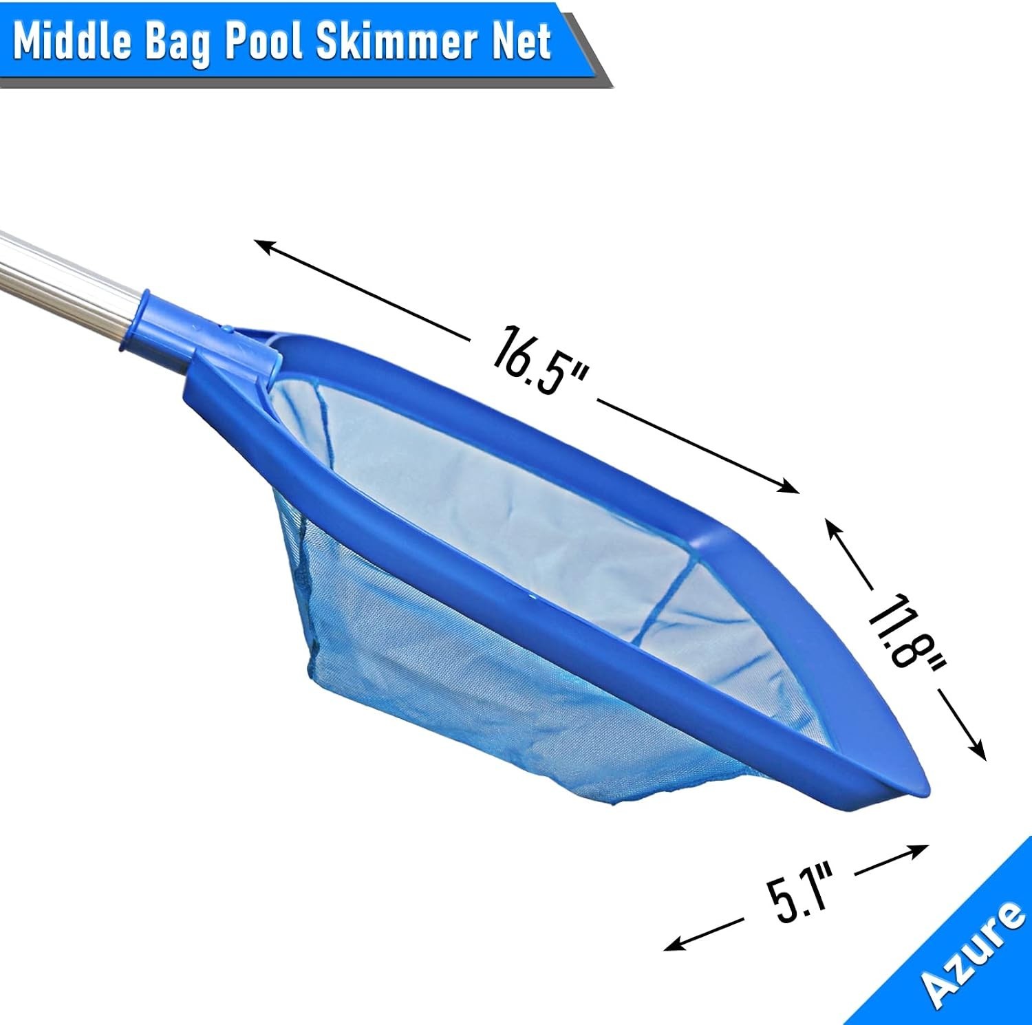 Fine Mesh Pool Leaf Skimmer with 5-Section Aluminum Pole for Effortless Cleaning
