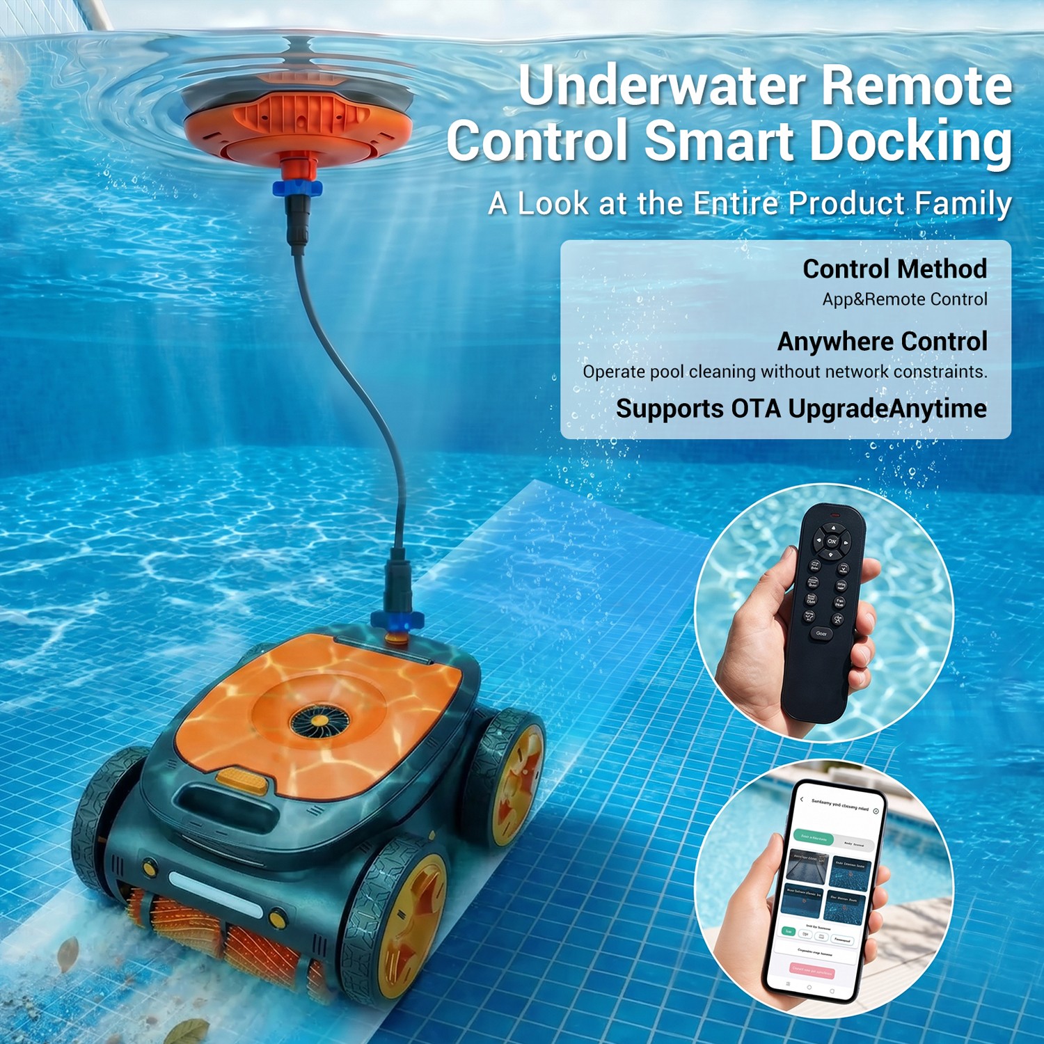 Cordless Pool Robot Cleaner-Floor/Wall/Waterline Cleaning W/App&Remote Control