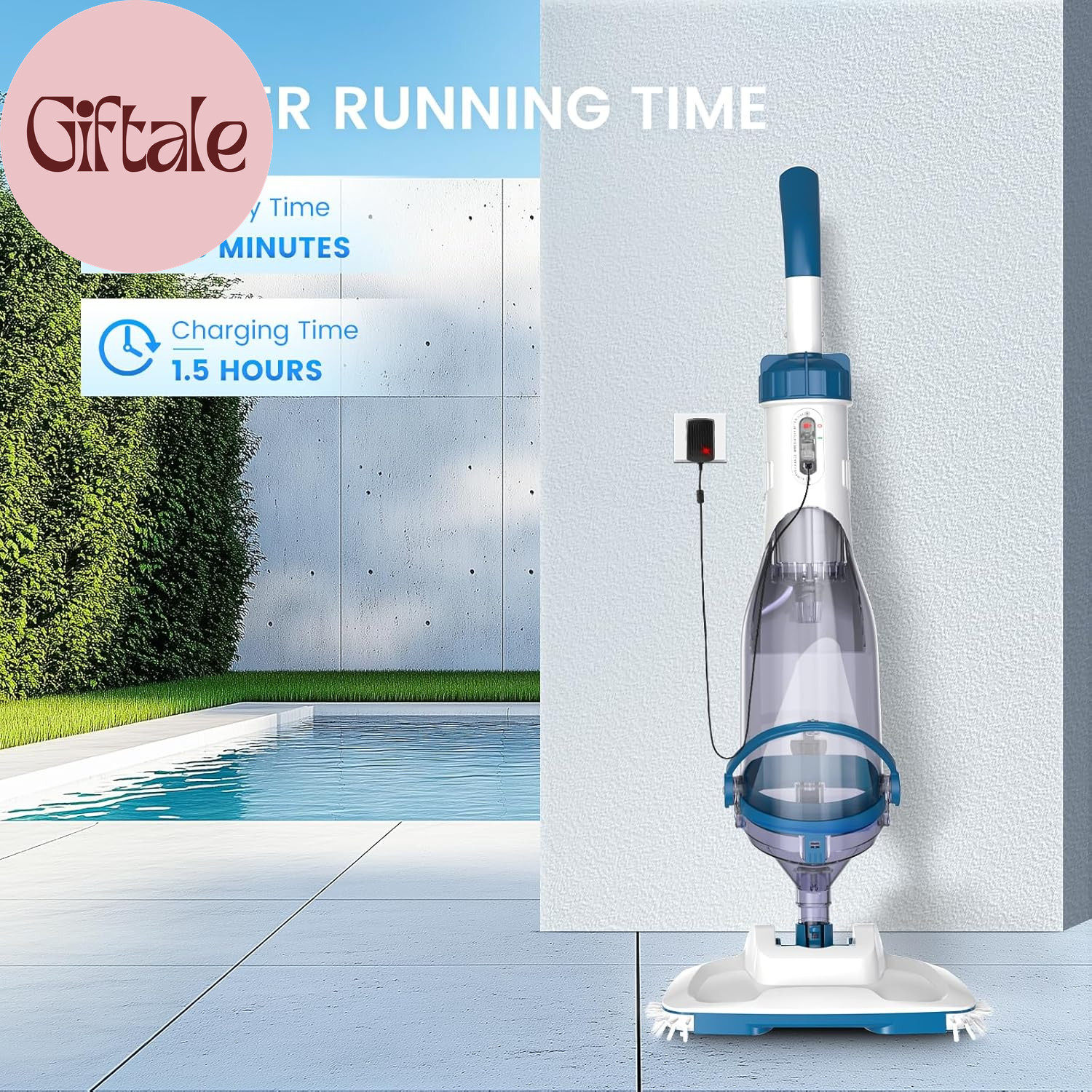 Pool Vacuum for above Ground Pool, Upgraded 13.4&Prime; Wide Head & Telescopic Pole, 1