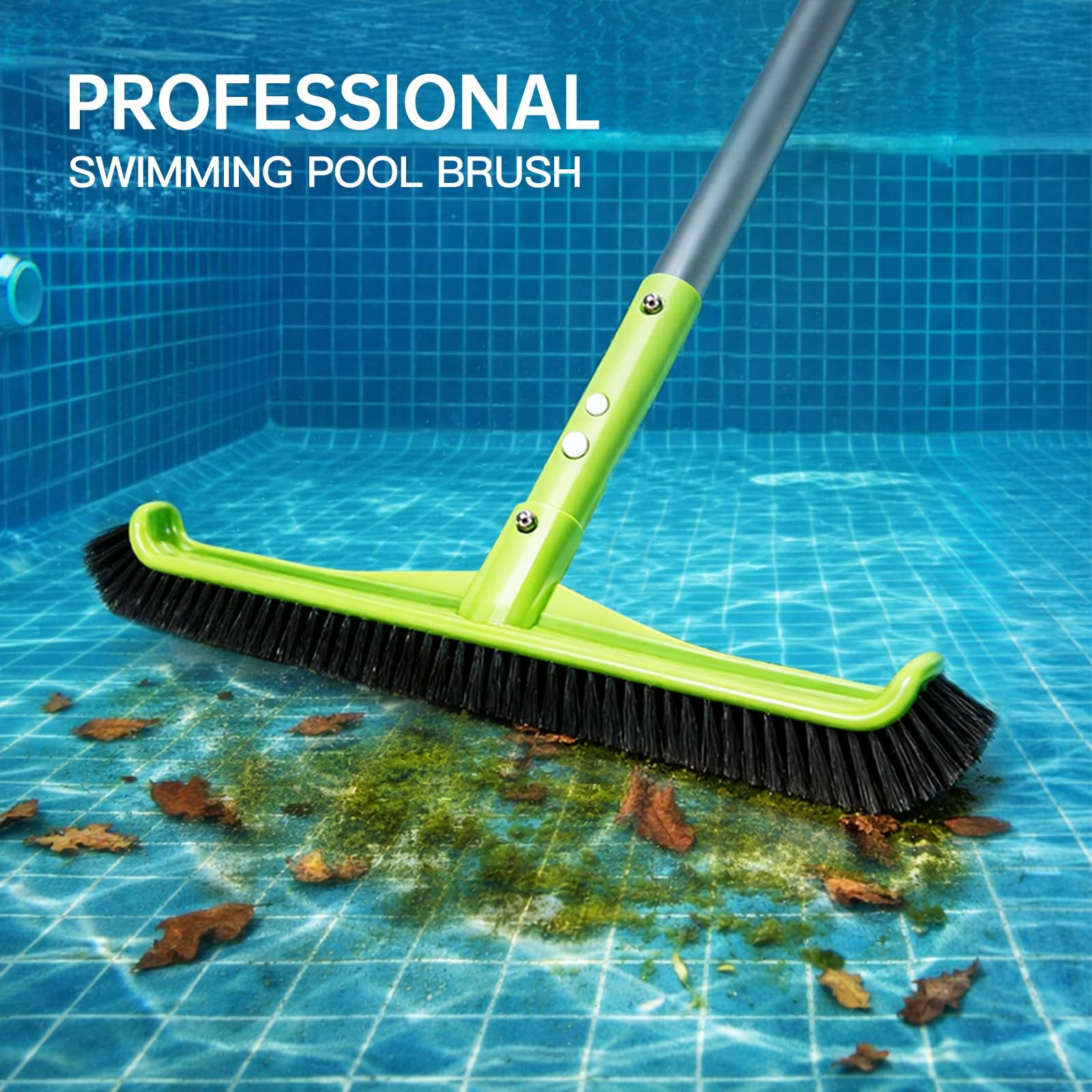 Pool Brush Head, Scrub with Premium Nylon 3x3x17 inches, Green