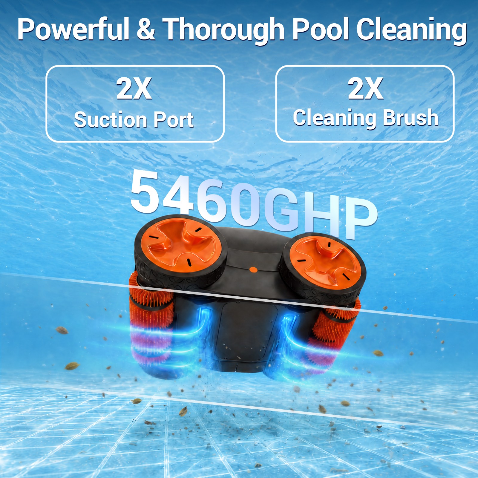 Cordless Robotic Pool Cleaner Automatic Pool Robot Vacuum 5-Motor Remote Control