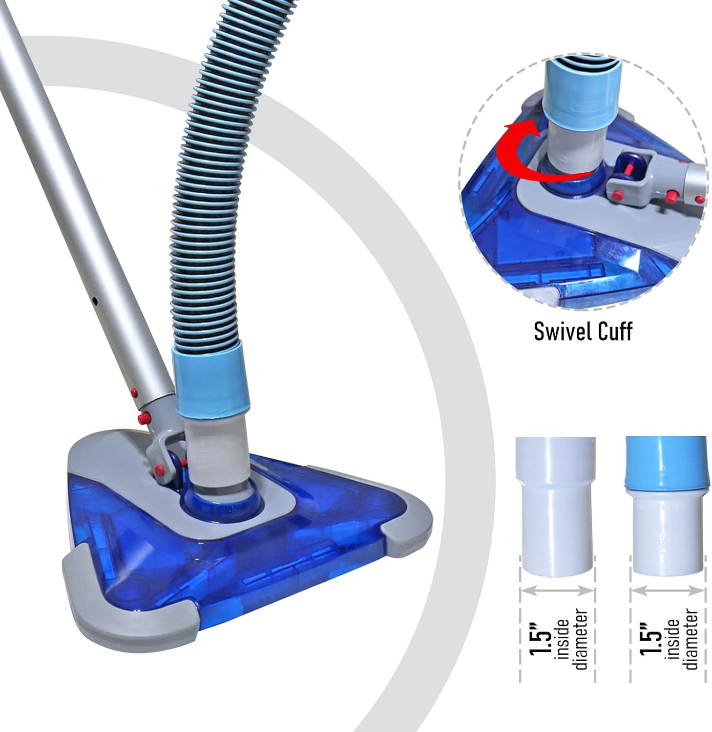 24FT Pool Vacuum Hose Set with Vacuum Head & 12FT Telescopic Pole