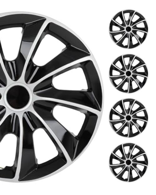 Snap On Hubcap Rimch Auto Tire Replacement Exterior Cap OEM Steel 15 in black