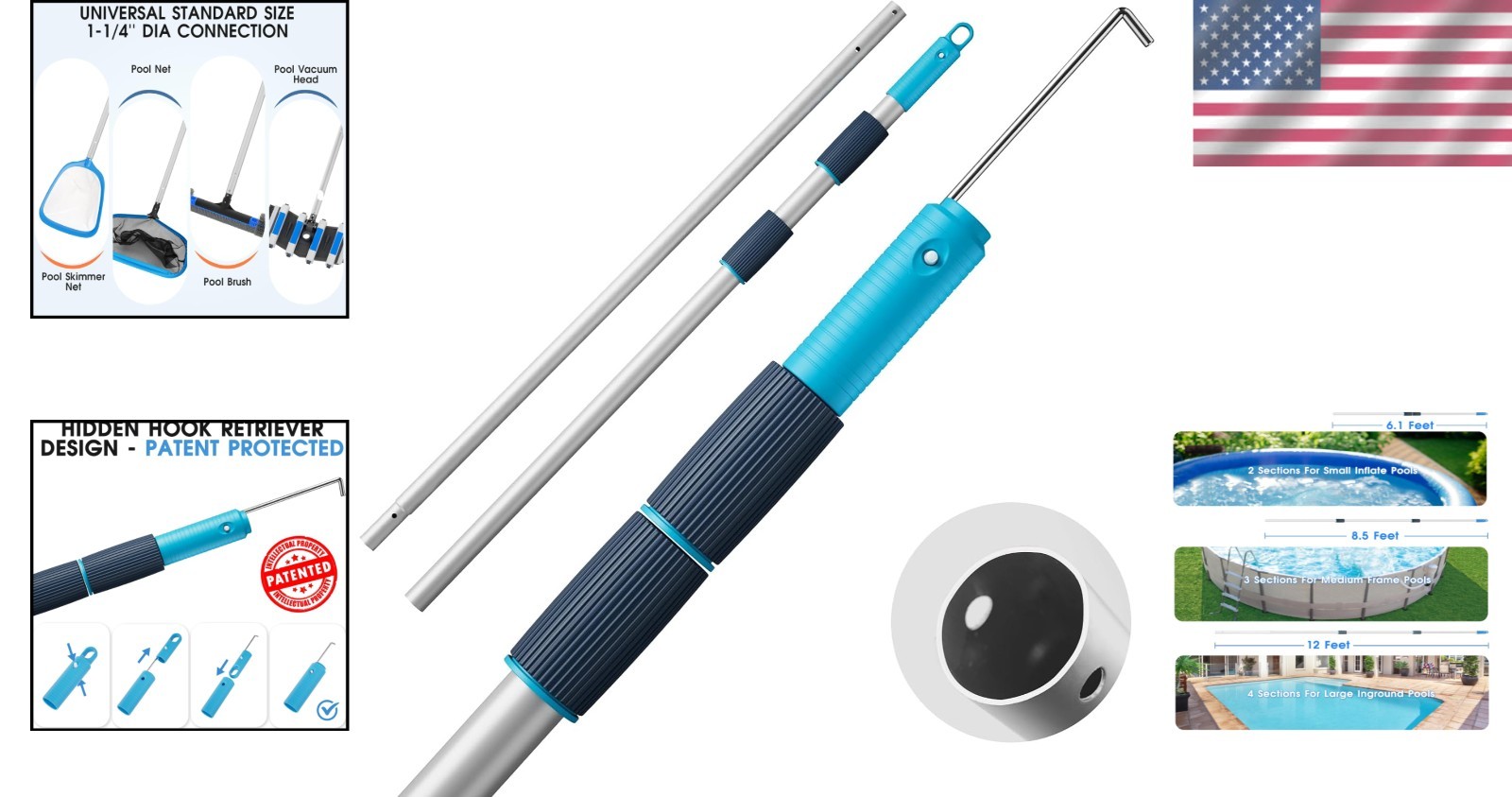 12 Ft Prime Telescopic Pole for Pool Maintenance