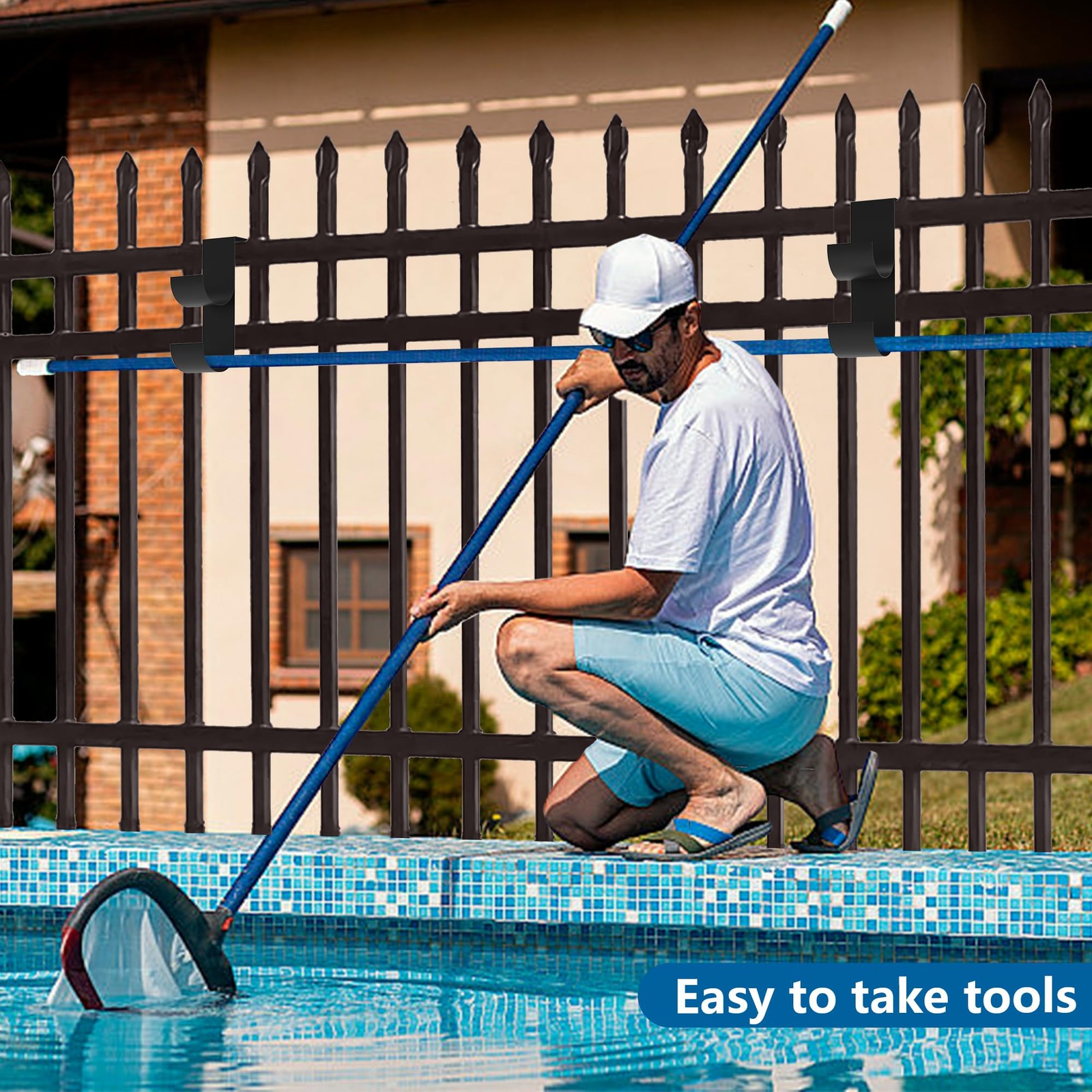 4 Pcs Pool Fence Hooks for Pool Equipment, Black Heavy Duty Fence Hooks for P…