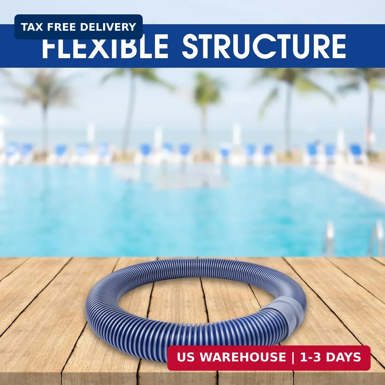 POOLWHALE Professional Swimming Pool Vacuum Cleaner Hose -1.5&Prime; 8 Piece Hoses, Pe