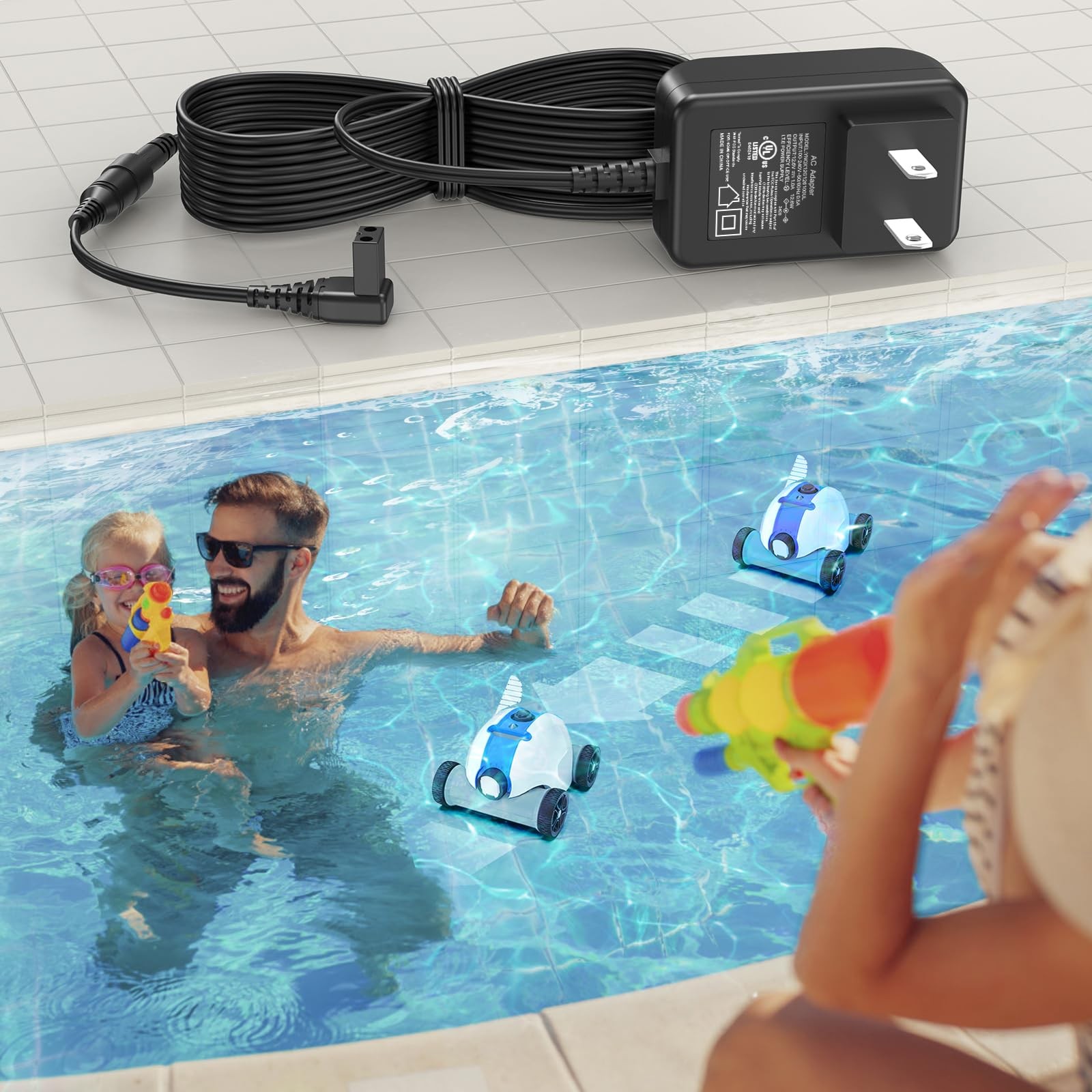12.6V 1A Pool Vacuum Charger Fit for Aiper Seagull 600 SE 800 Cordless black