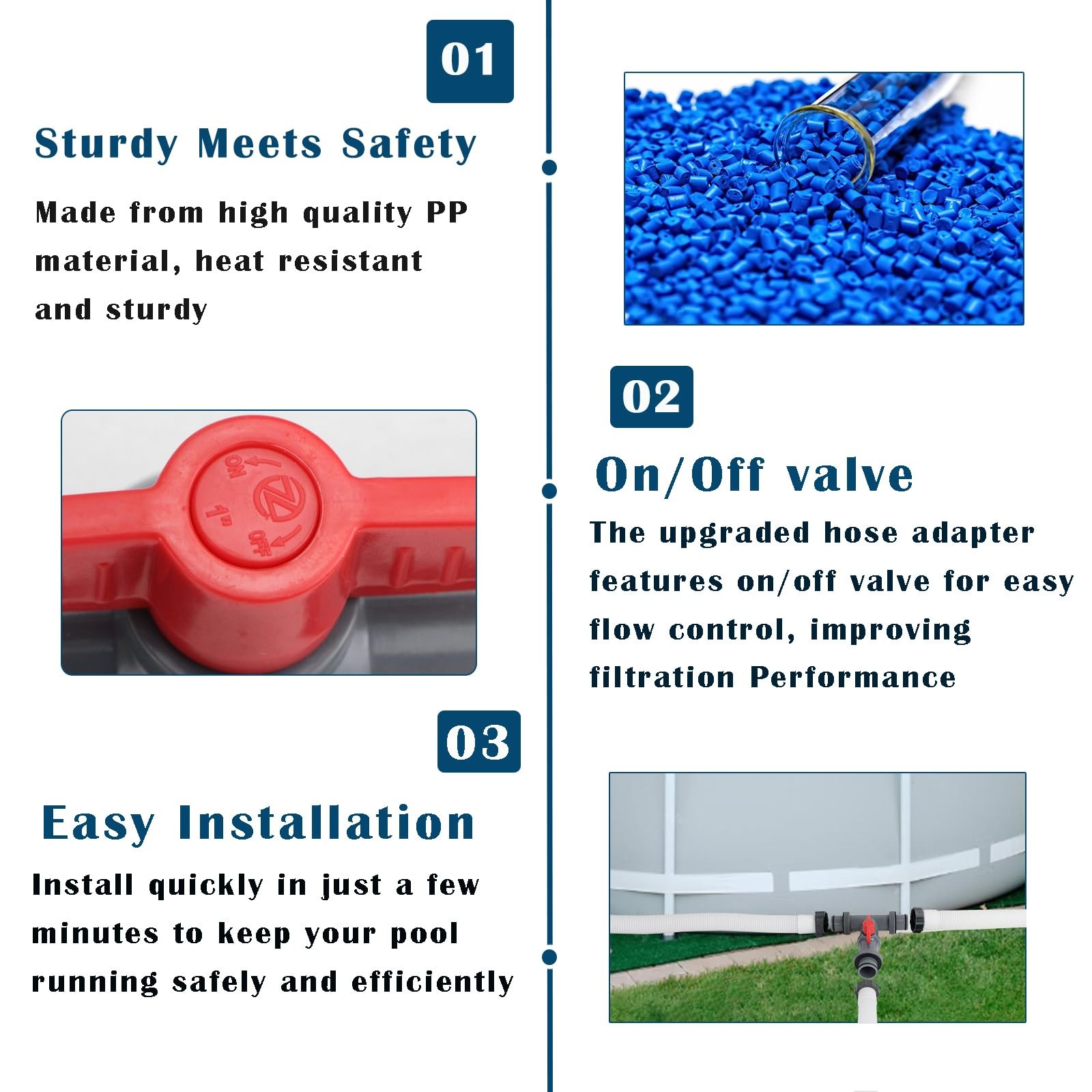 Pool Hose Tee with Valve, 1.5&Prime; to Gray