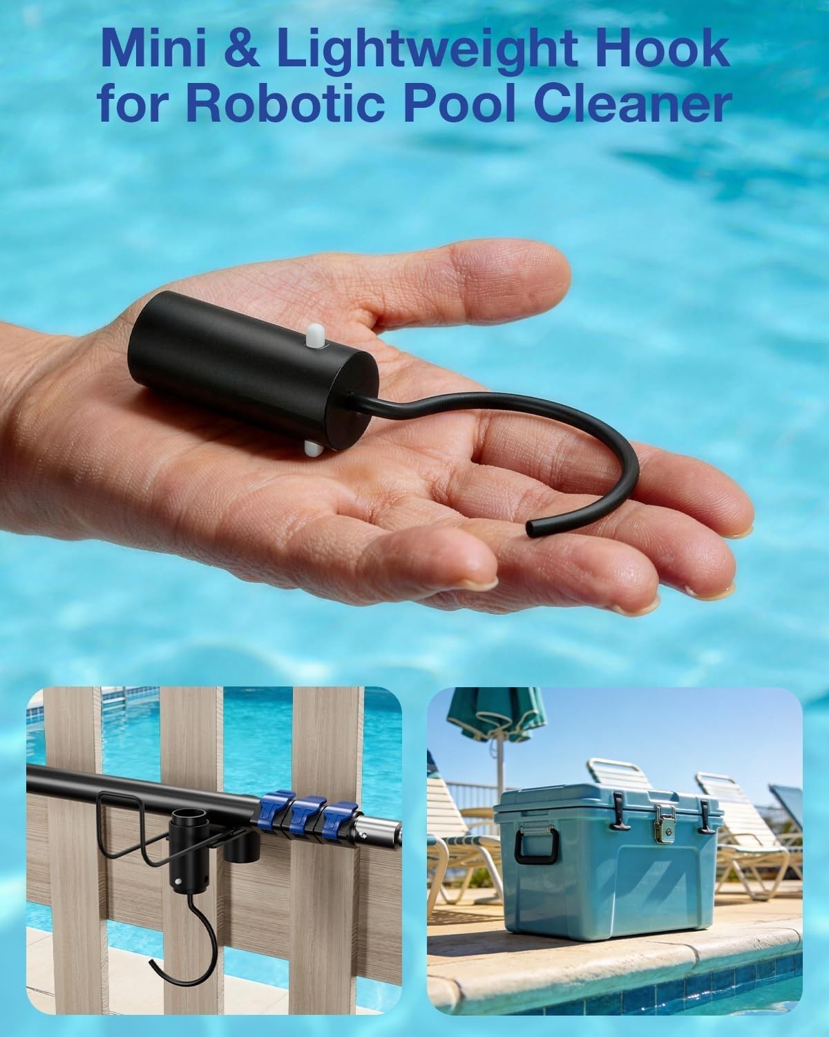 Stainless Steel Pool Pole Hook Attachment for Easy Robotic Cleaner Retrieval