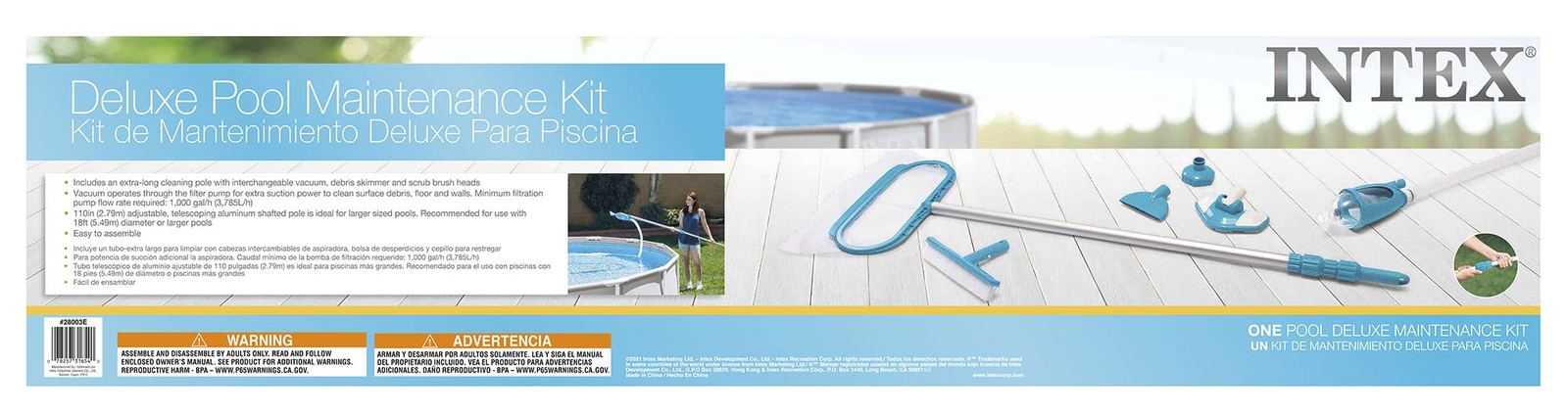 Intex Deluxe Pool Vacuum Maintenance Kit with Curved Wall Brush and Pole