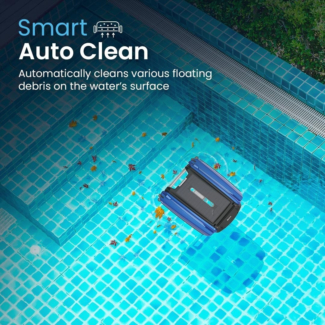 SE Solar Pool Surface Skimmer Robotic Cleaner Salt Tolerant Motors Blue
