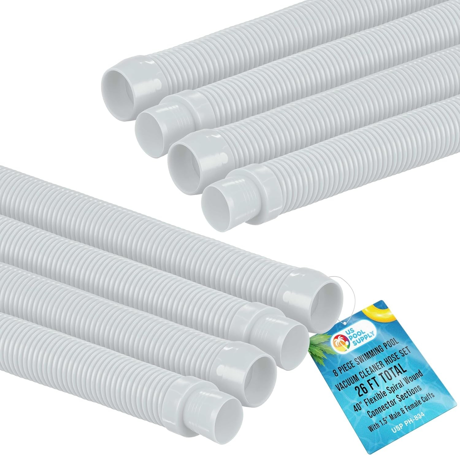 8-Piece Flexible Pool Vacuum Hose Set – 40