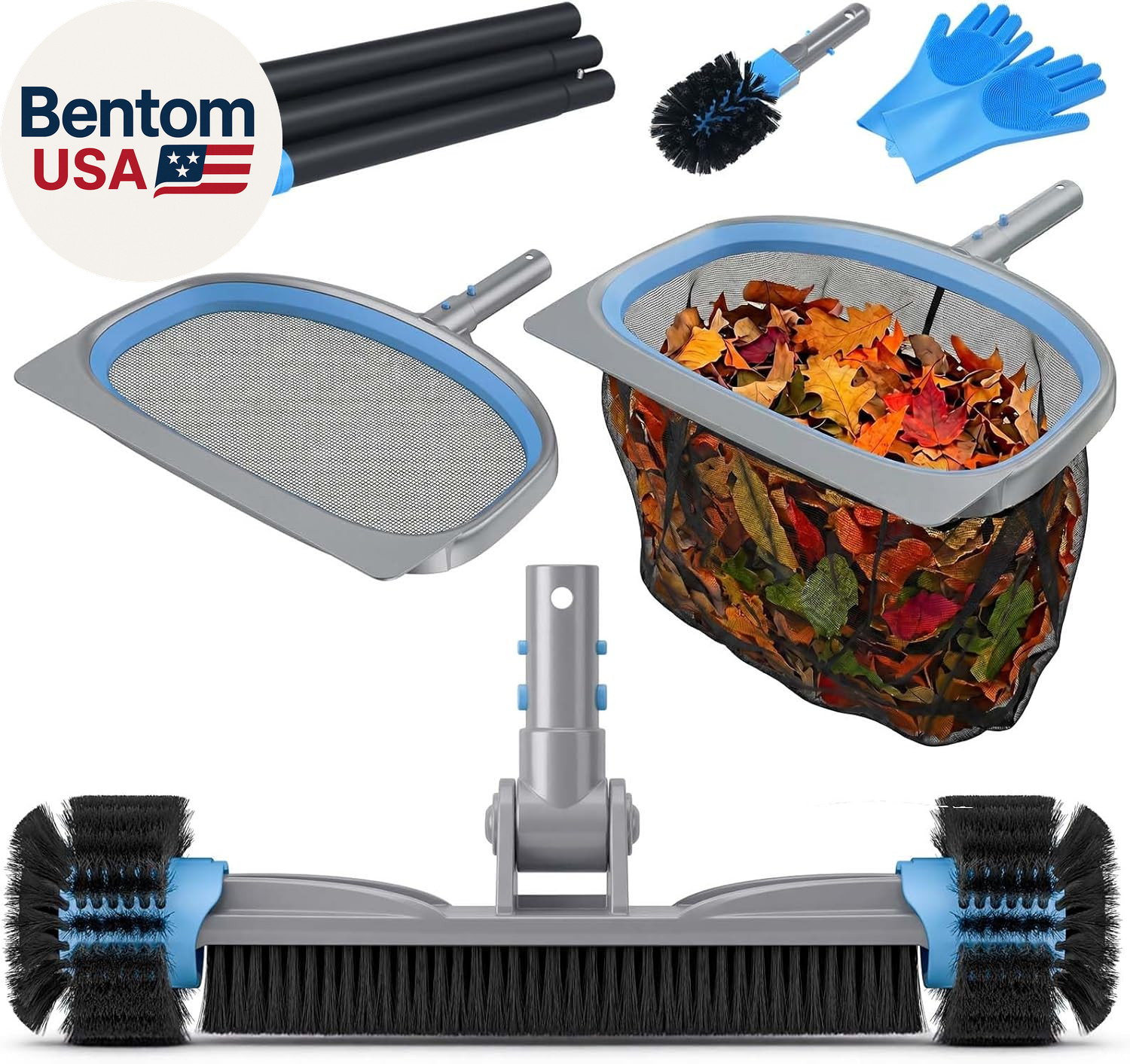 6-In-1 Deluxe Swimming Pool Cleaning Kit – Includes Detachable Pool Brush, Deep