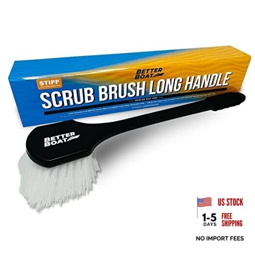Stiff Hand Scrub Brush, Large Handle Heavy Duty Tire and Wheel Long Handle