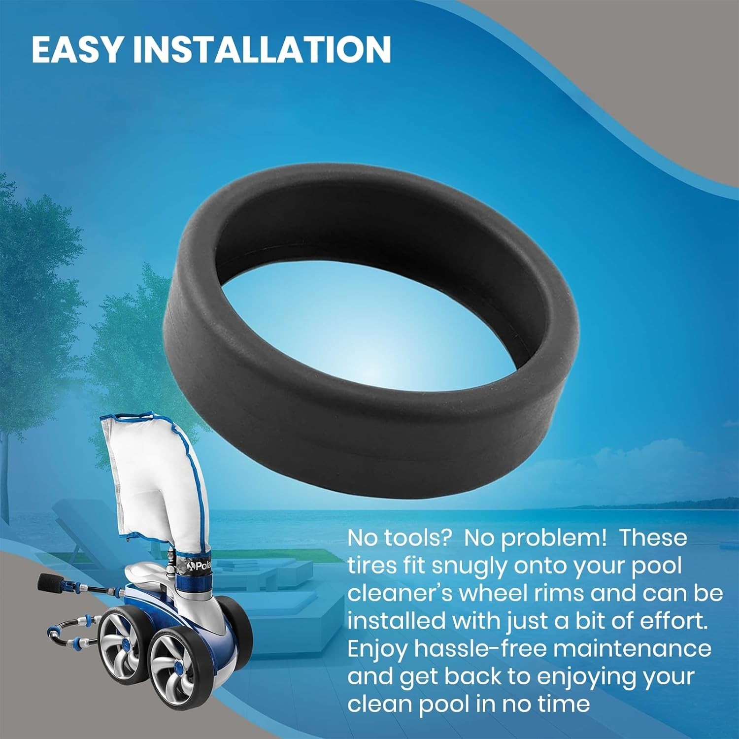 3-Pack Pool Cleaner Tires 48-232 for Polaris 3900/480 Sport, P39, Black Max