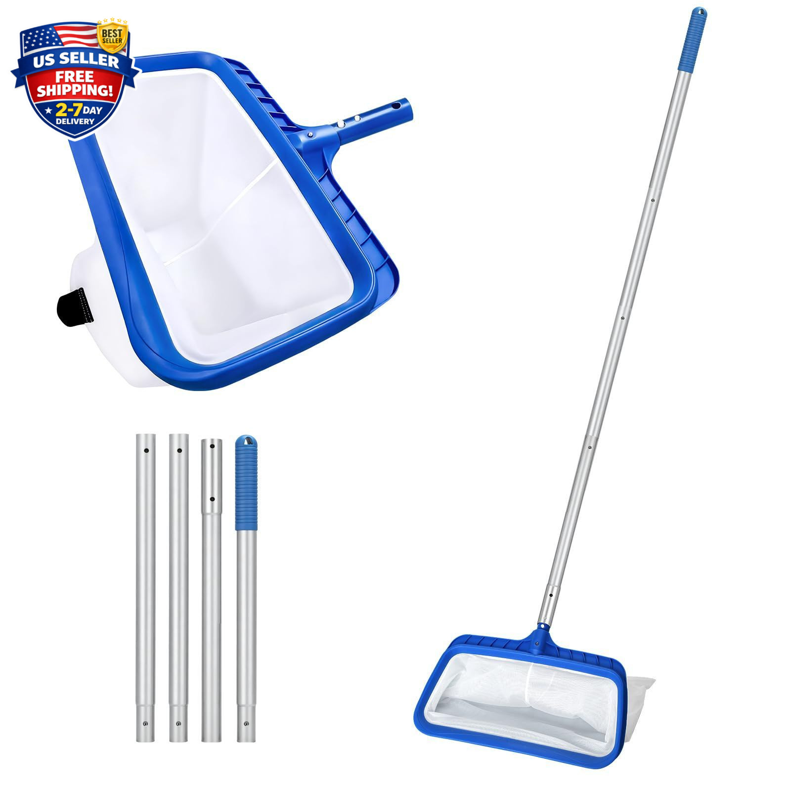 4.5FT Pool Skimmer Net with Lightweight Aluminum Pole for Easy Cleaning