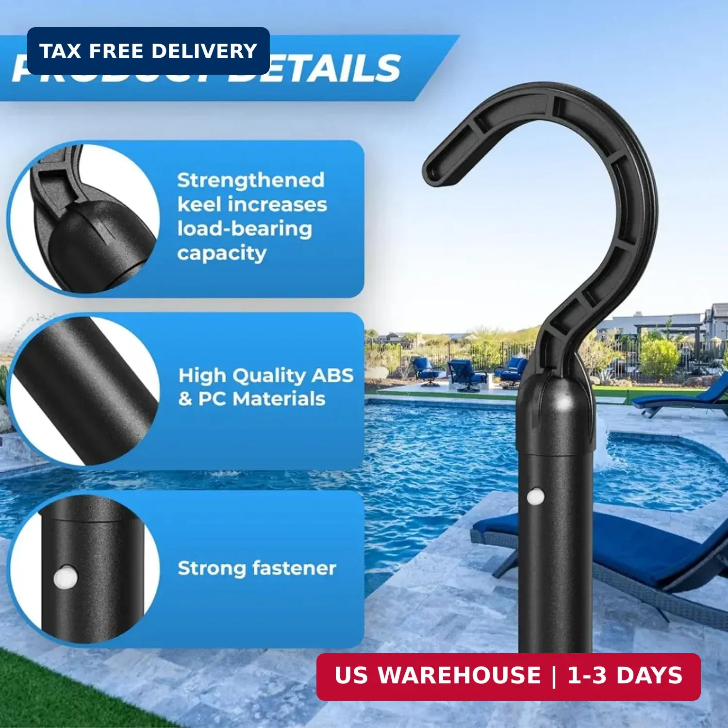 2 Pack Hook for All Robotic Pool Cleaner, Pool Hook for Telescopic Poles, for Po