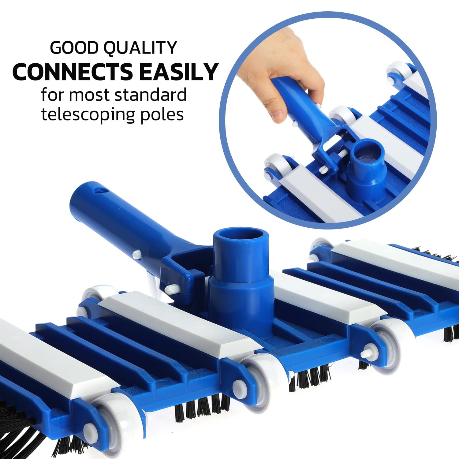 14&Prime; Heavy Duty Pool Vacuum Head with Brushes & Aluminum Handle Connector