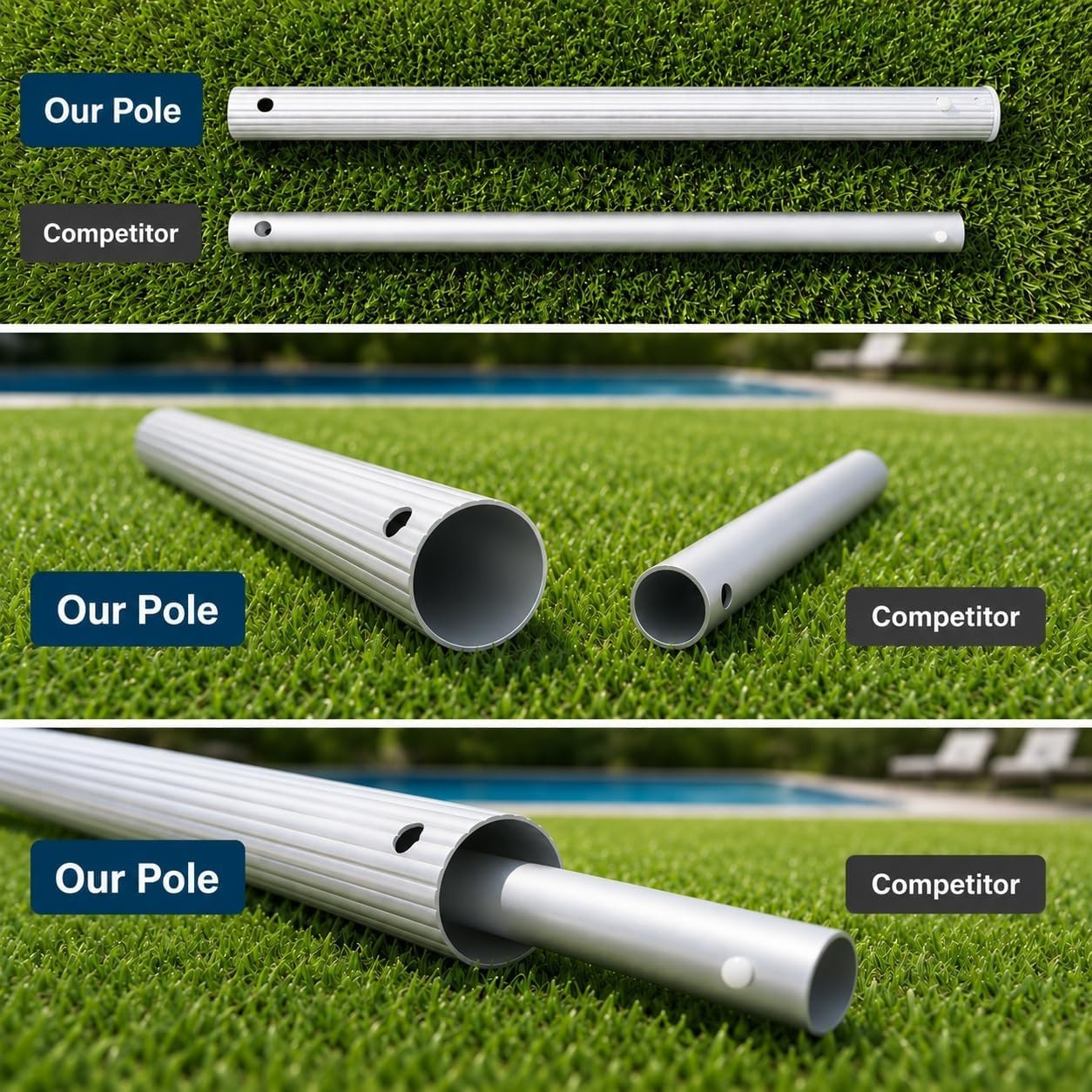 Pool Skimmer Net with 72 Inch Rake and Pole for Cleaning