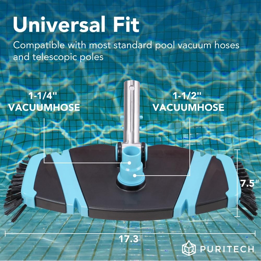 Heavy Duty Pool Vacuum Head with Side Brushes, Weighted Vinyl Safe Cleaner, 3…