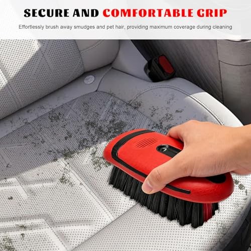 Carpet and Upholstery Cleaning Brush, Car Interior Leather Brush Stiff Red