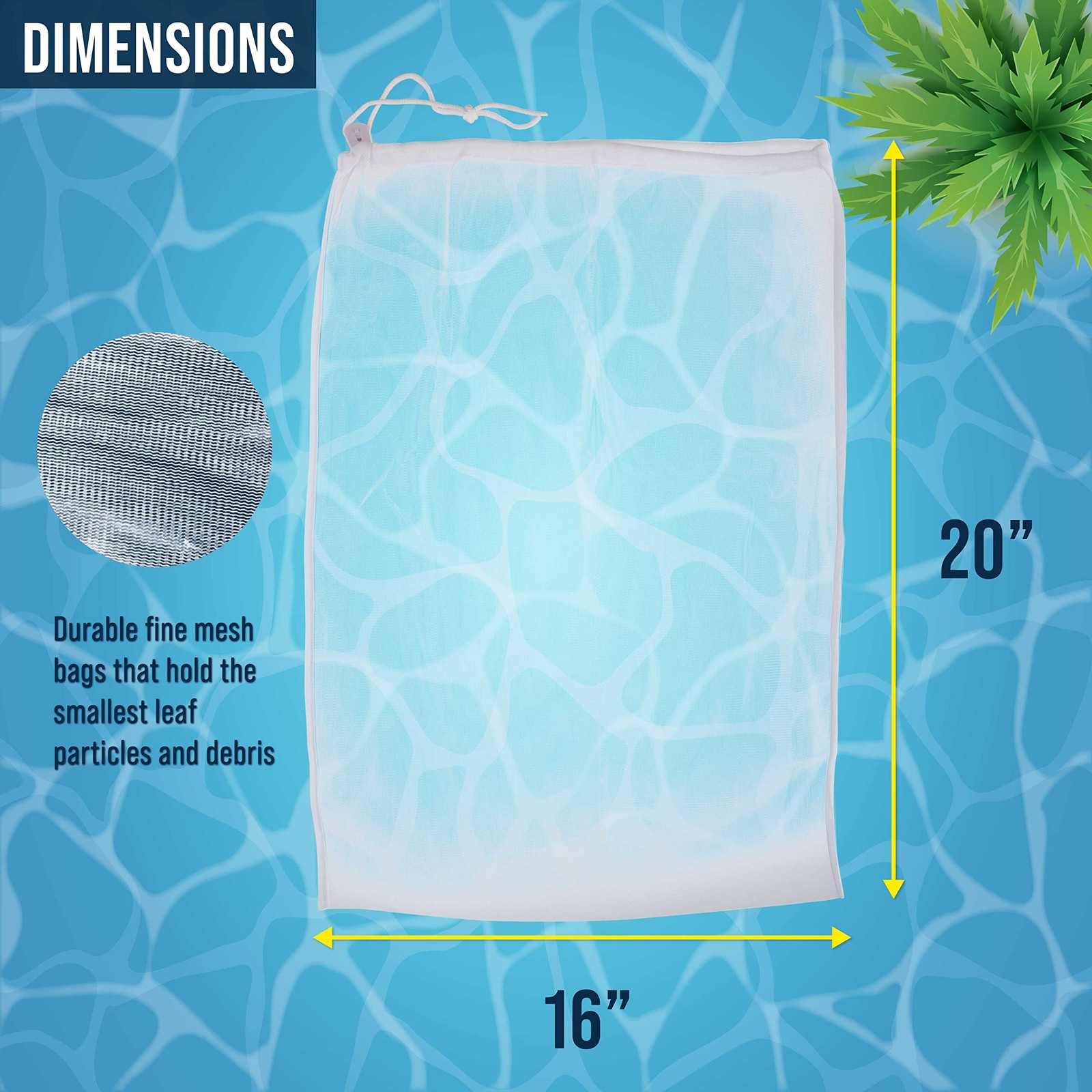 U.S. Pool Supply Fine Mesh Filter Bags For Leaf Vacuum Pool Cleaners 2 – 16 X