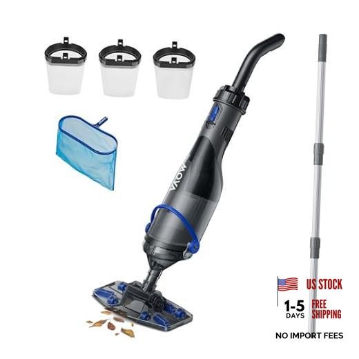 Cordless Pool Vacuum, 18.5 GPM Suction, Transparent Suction Head & Handler V10
